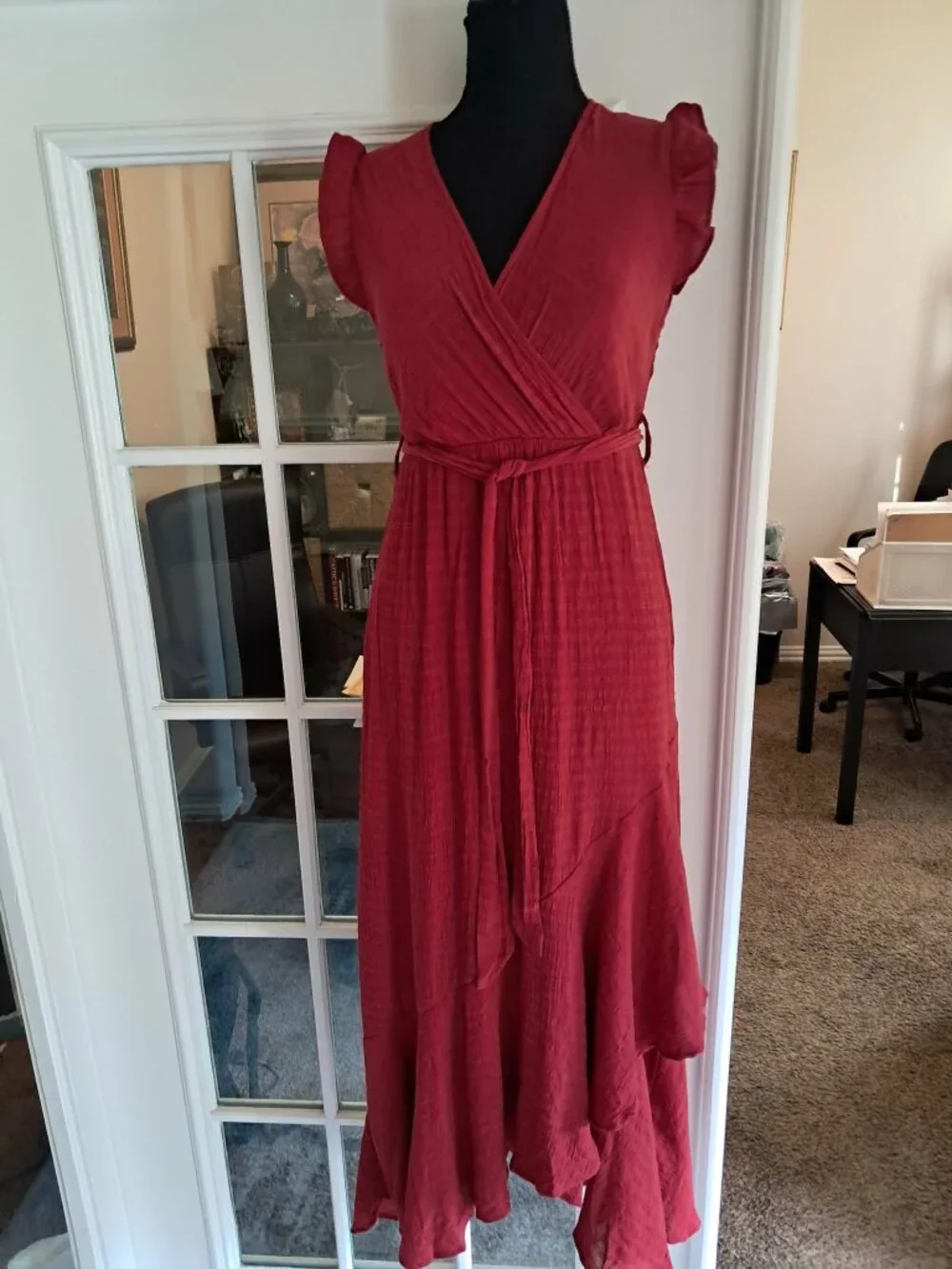 SHEIN Unity Women’s Surplice Neck Self-Tie Ruffle A-Line Dress Size M - Picture 5 of 10